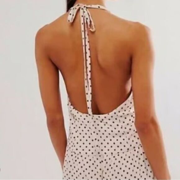 Free People High Strung Romper-Ivory/Burgundy Polka Dot NWOT - Picture 3 of 7
